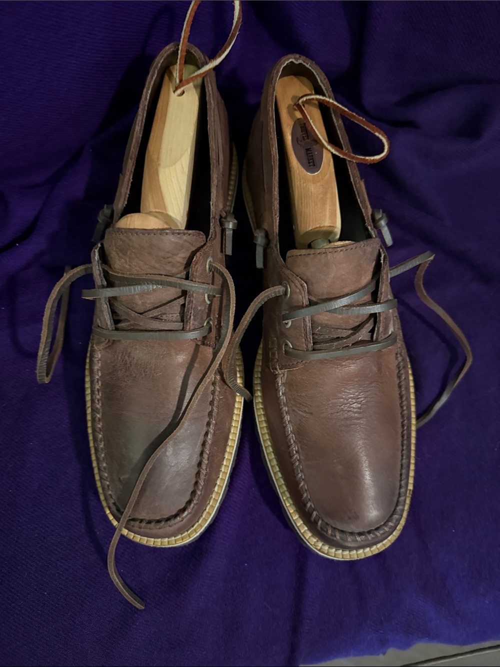 Cole Haan Brown Leather Lace-Up Boat Shoes